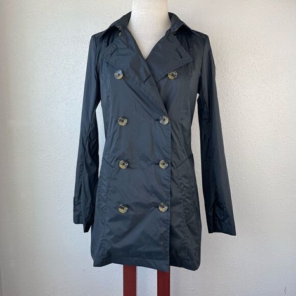 ANORAK Double Breasted Black Rain Jacket Size M EUC - Picture 1 of 8
